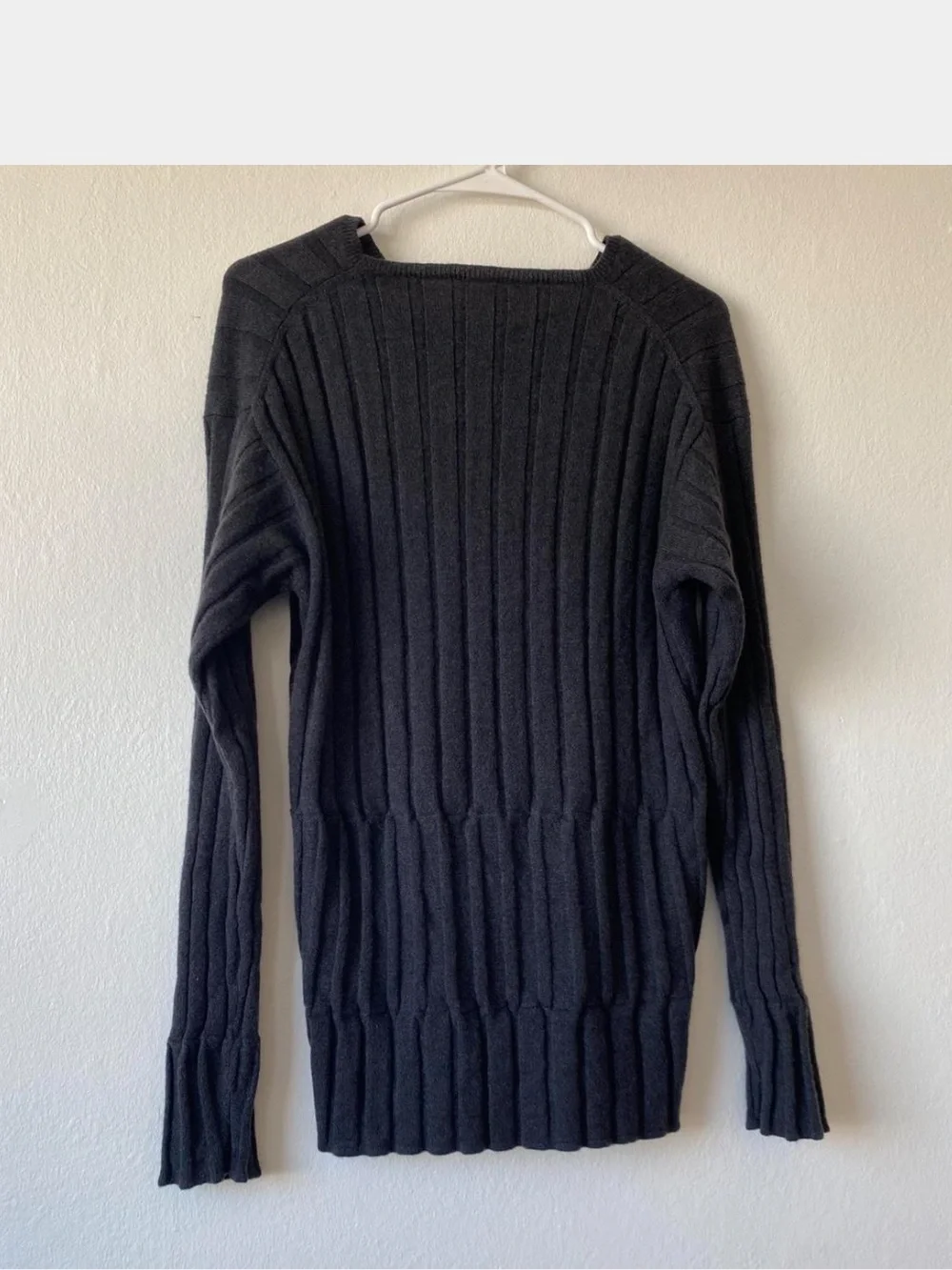 Jil Sander V Neck Cashmere Ribbed Grid Sweater